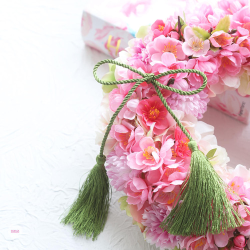 特集掲載]桃の花のリース(直径約26cm) リース sarasa style 通販
