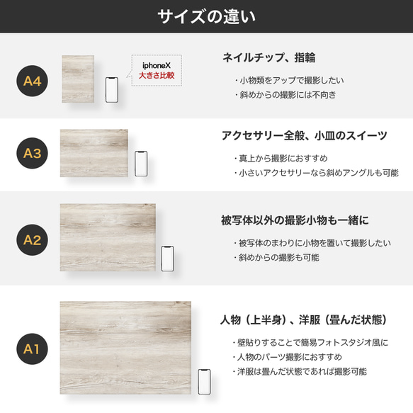 A4 木目3種セット 撮影背景/ 背景 紙 シート パネル SPB 物撮り カフェ アンティーク 4枚目の画像