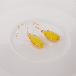 14kgf Vintage Yellow Rhinestoneピアス 5枚目の画像