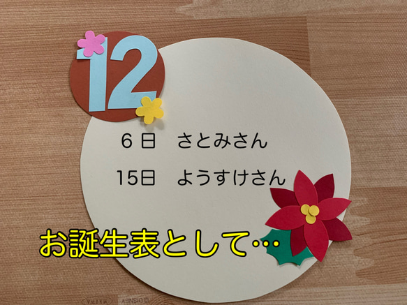 壁面飾り【花ごよみ】誕生表・お知らせなど 4枚目の画像