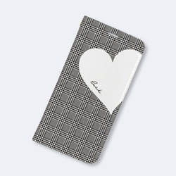 Big Heart♡グレンチェック  手帳型ケース　iPhoneケース　ハート 2枚目の画像