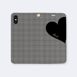 Big Heart♡グレンチェック  手帳型ケース　iPhoneケース　ハート 7枚目の画像