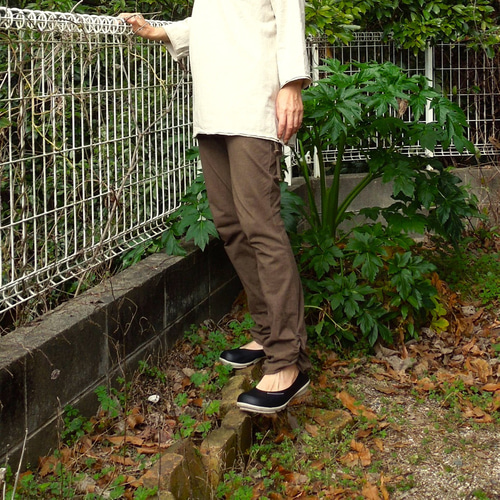 再入荷】asana ヘンプコットン ヨガパンツ○草木染め麻墨グレー ロング  