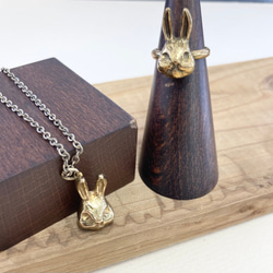 促銷價 ★ 2 件套 ❤️ 兔子項鍊和戒指（黃銅金色） 第6張的照片
