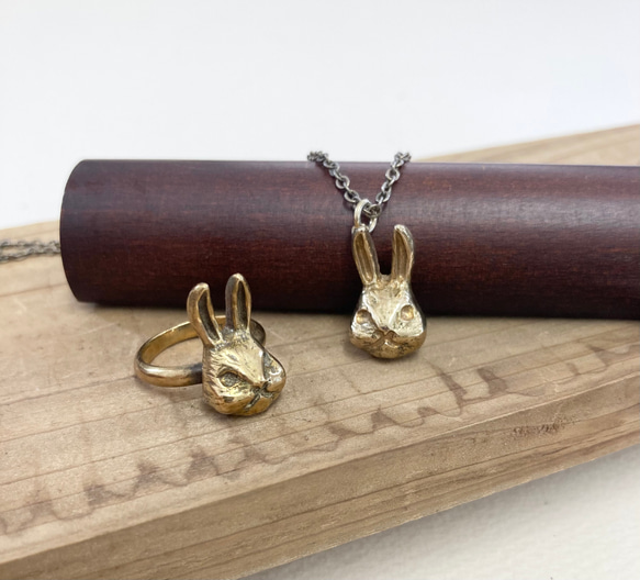 促銷價 ★ 2 件套 ❤️ 兔子項鍊和戒指（黃銅金色） 第11張的照片