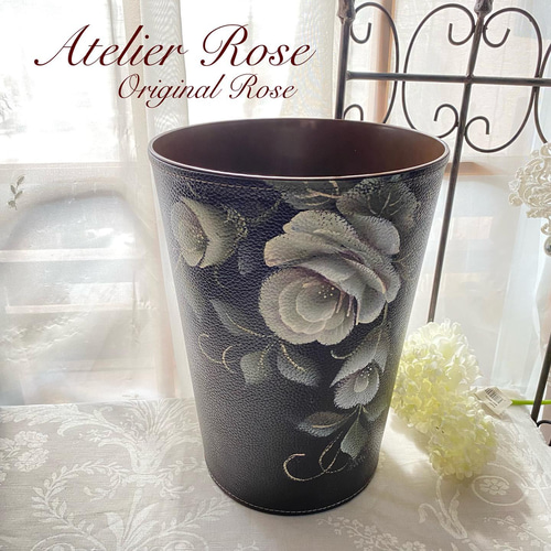 ♡再販しました！お洒落なホワイトローズのダストボックス①〜手描きの