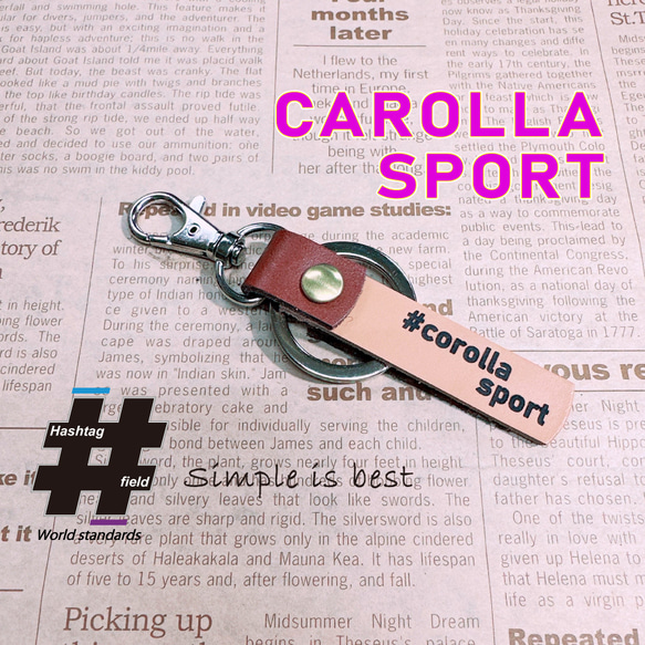 #COROLLA SPORT 本革ハンドメイド ハッシュタグキーホルダー カローラスポーツ 1枚目の画像