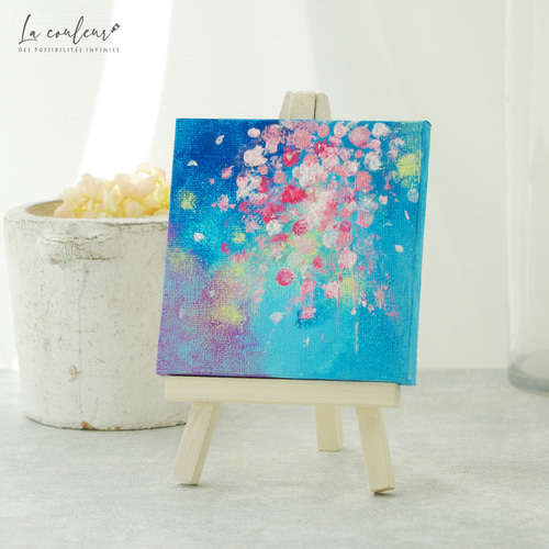 原画】抽象画 舞う桜 キャンバス 10cm角 送料無料 絵画 La 原画】抽象画 舞う桜 キャンバス 10cm角 送料無料 絵画 La