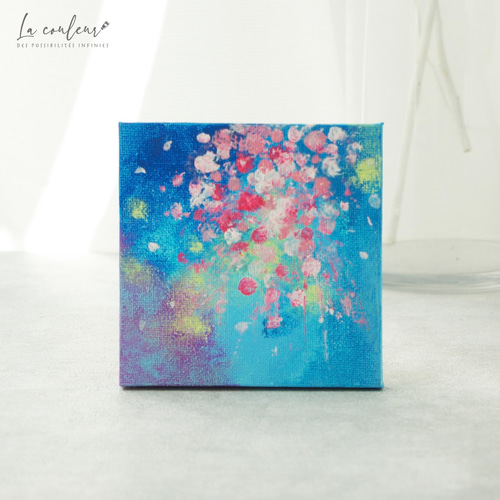 原画】抽象画 舞う桜 キャンバス 10cm角 送料無料 絵画 La 原画】抽象画 舞う桜 キャンバス 10cm角 送料無料 絵画 La
