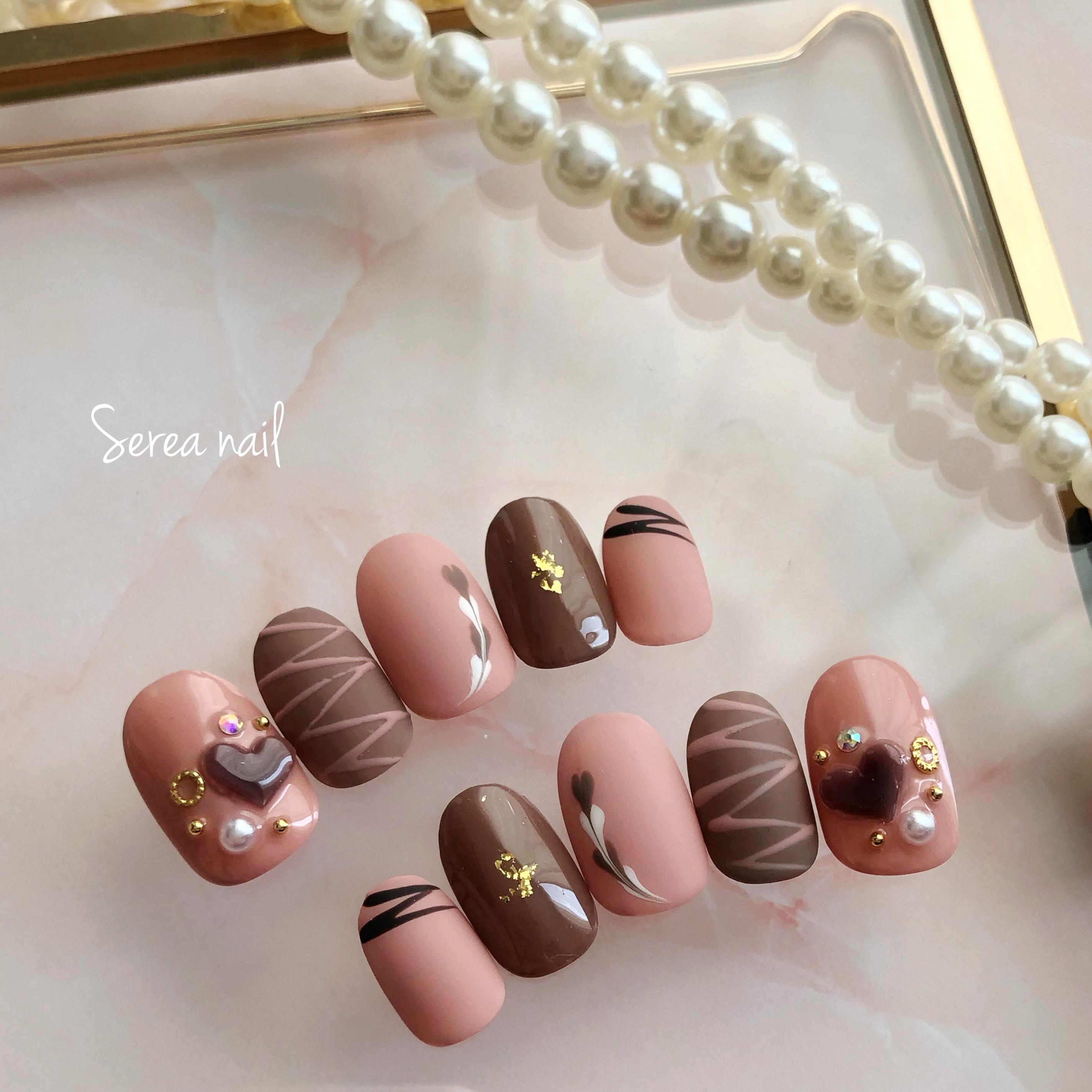 バレンタインネイルチップ♡[ハートピーコック] ネイルチップ