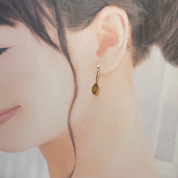 宝石質 ハニークォーツ ピアス ステンレス  ＊Solta＊ フックピアス 天然石 ac-152 4枚目の画像