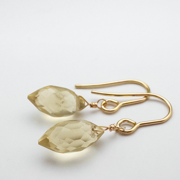 宝石質 ハニークォーツ ピアス ステンレス  ＊Solta＊ フックピアス 天然石 ac-152 1枚目の画像