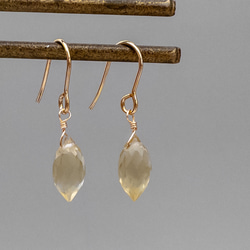 宝石質 ハニークォーツ ピアス ステンレス  ＊Solta＊ フックピアス 天然石 ac-152 2枚目の画像