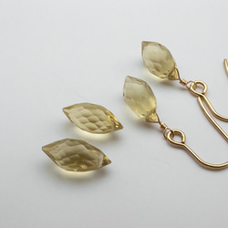 宝石質 ハニークォーツ ピアス ステンレス  ＊Solta＊ フックピアス 天然石 ac-152 3枚目の画像