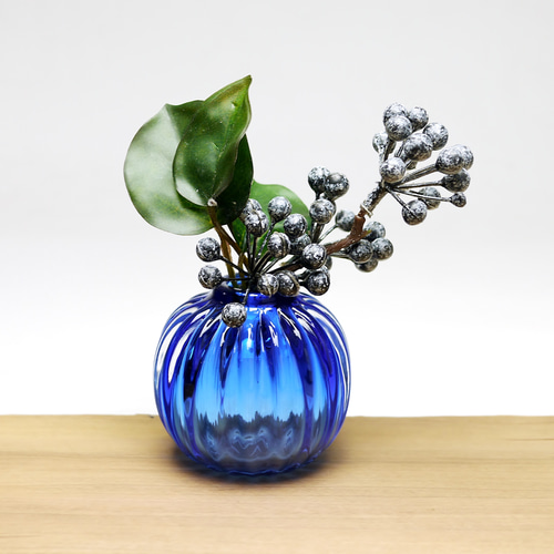 丸モール一輪挿し（青） 一輪挿し・花瓶・花器 創作ガラス寺田