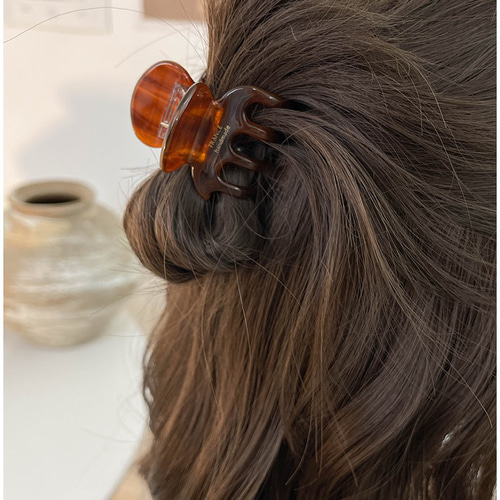 ブラウンのみ ミニバンスクリップ マーブル シンプル おしゃれ ヘア