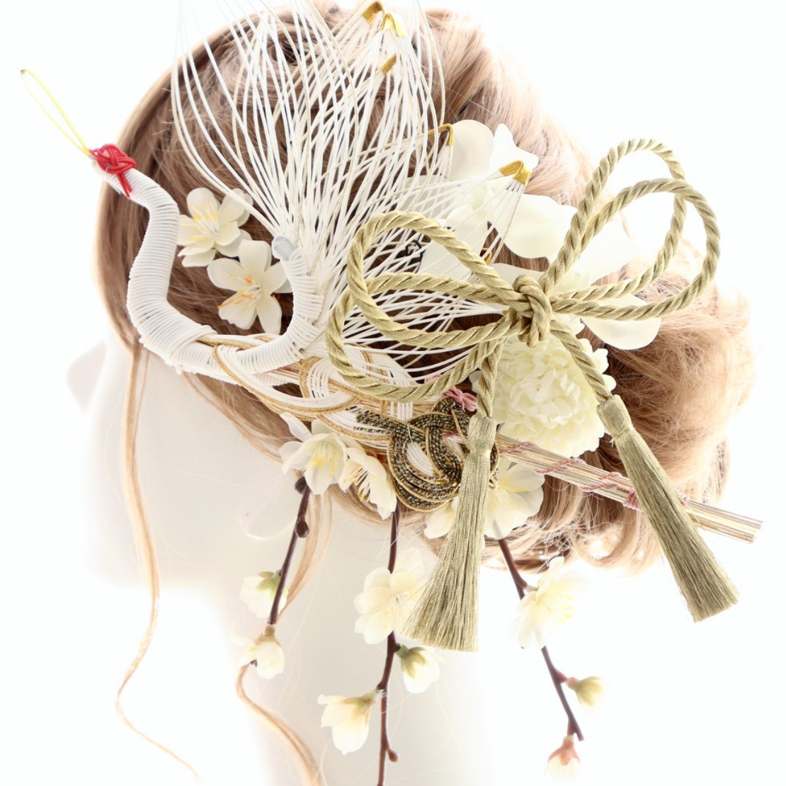 髪飾り　鶴　白　梅　蘭　菊　水引　結婚式　和婚　ウェディング　成人式　卒業式　ブライダル　ヘッドドレス　ヘッドパーツ