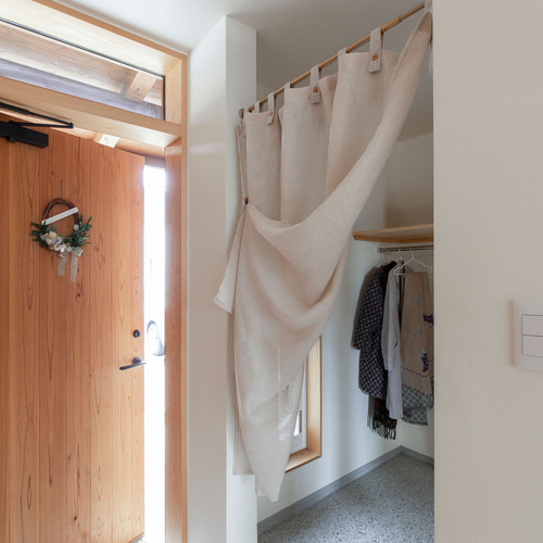 自然素材 麻 リネン100％ 間仕切りカーテン 「エブリ クリーム