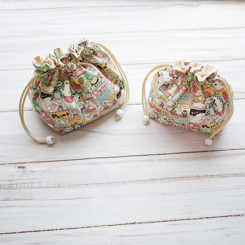 お弁当袋 コップ袋 セット しろくま アメコミ風 名入れ対応 弁当袋