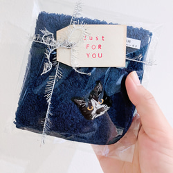 ◇* 猫さん刺繍と晴れやかインディゴブルーの泉州ハンカチタオル♬ 9枚目の画像