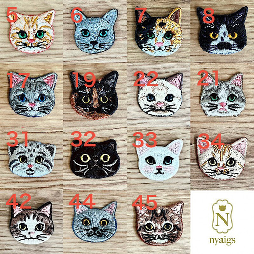 猫さん刺繍と泉州タオル_コバルトブルー ハンカチ・手ぬぐい Reona