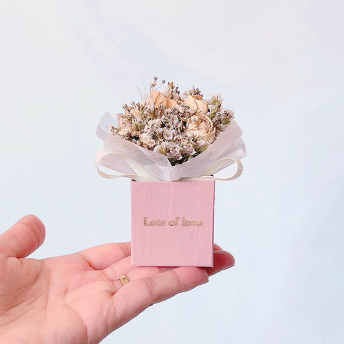 ミニチュアBoxドライブーケ【Pink BOX】 ドライフラワー Lynn flowers 