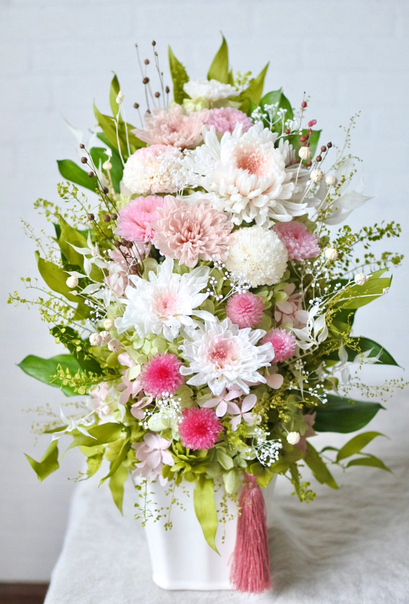 プリザーブド仏花　和みピンクLサイズ 2枚目の画像