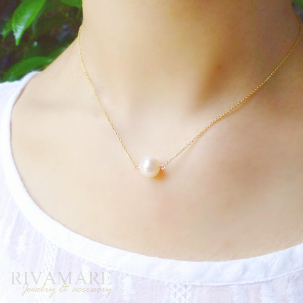 特集掲載 大珠11〜12mm「月の女神の落とし物」淡水パールネックレス 淡水真珠 一粒ネックレス