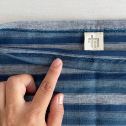 【三河木綿】ショート丈の着物袖プルオーバー 総手縫い -鰹縞 KMPO293 8枚目の画像