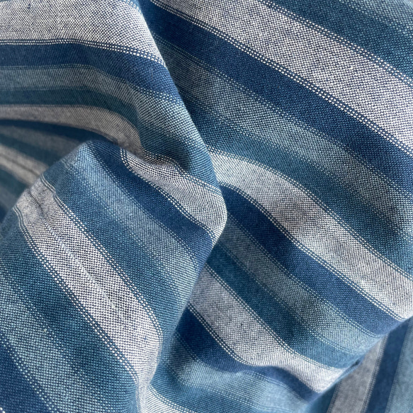 【三河木綿】ショート丈の着物袖プルオーバー 総手縫い -鰹縞 KMPO293 10枚目の画像