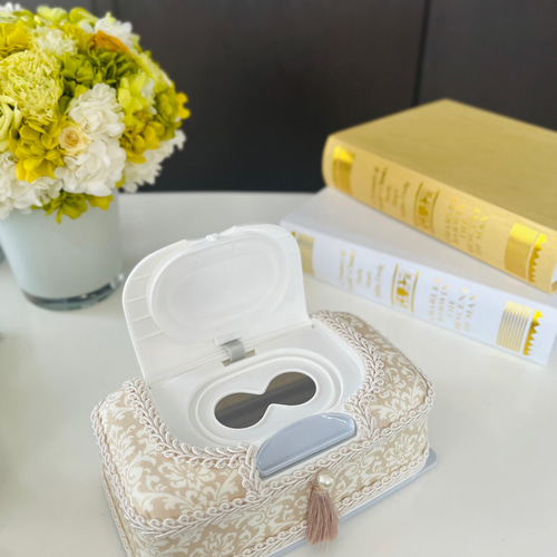 再販♡エレガントなダマスク柄のウェットティッシュケース（ベージュ