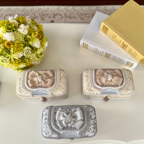 テッシュケースなど4点セット☆ダマスク柄 テッシュケースなど4点セット☆ダマスク柄 テッシュケースなど4