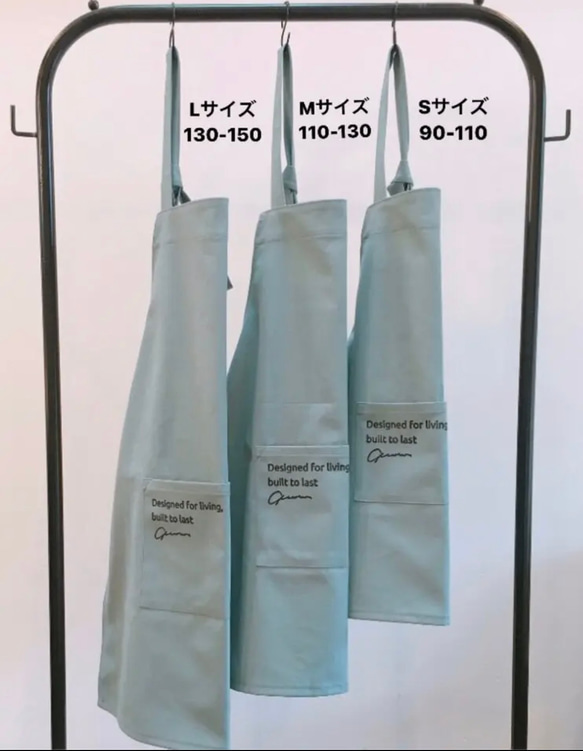 【くすみピンク】ひとりで着れるシンプルなキッズエプロン　子供エプロン　エプロンセット　三角巾　巾着袋 10枚目の画像