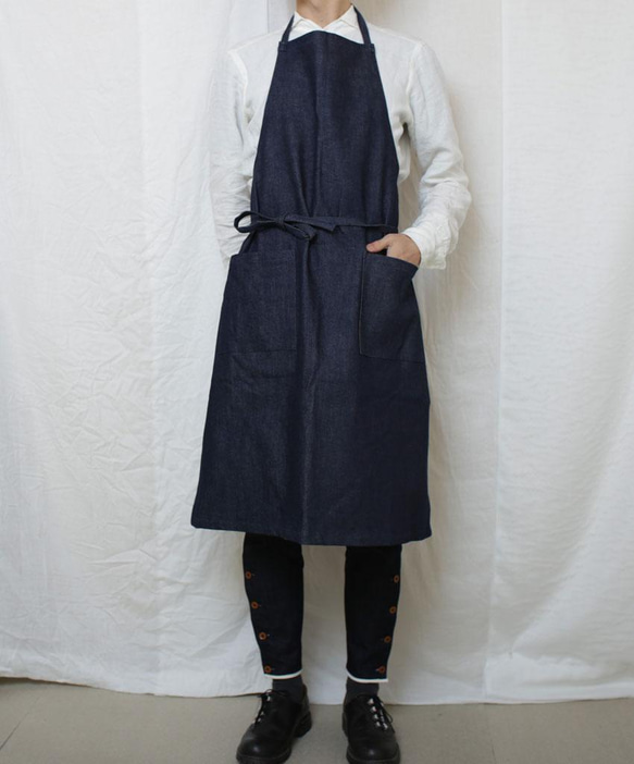 Classic Long Apron denimデニムロングエプロン 2枚目の画像