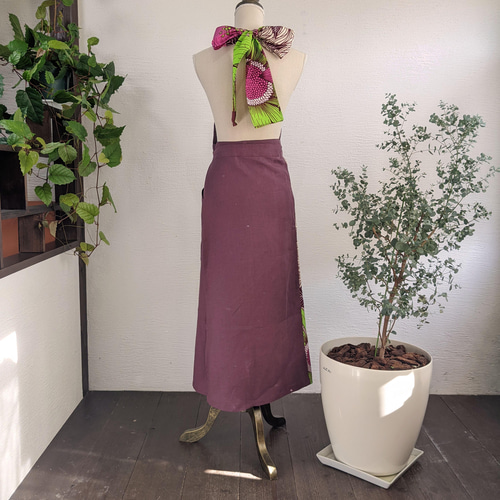 A.Nene✿ エプロン ドレス 国産リネン アフリカンワックス くすみ