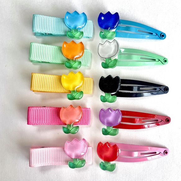 チューリップ ミニヘアクリップ/パッチンピン【花 春】ヘアピン