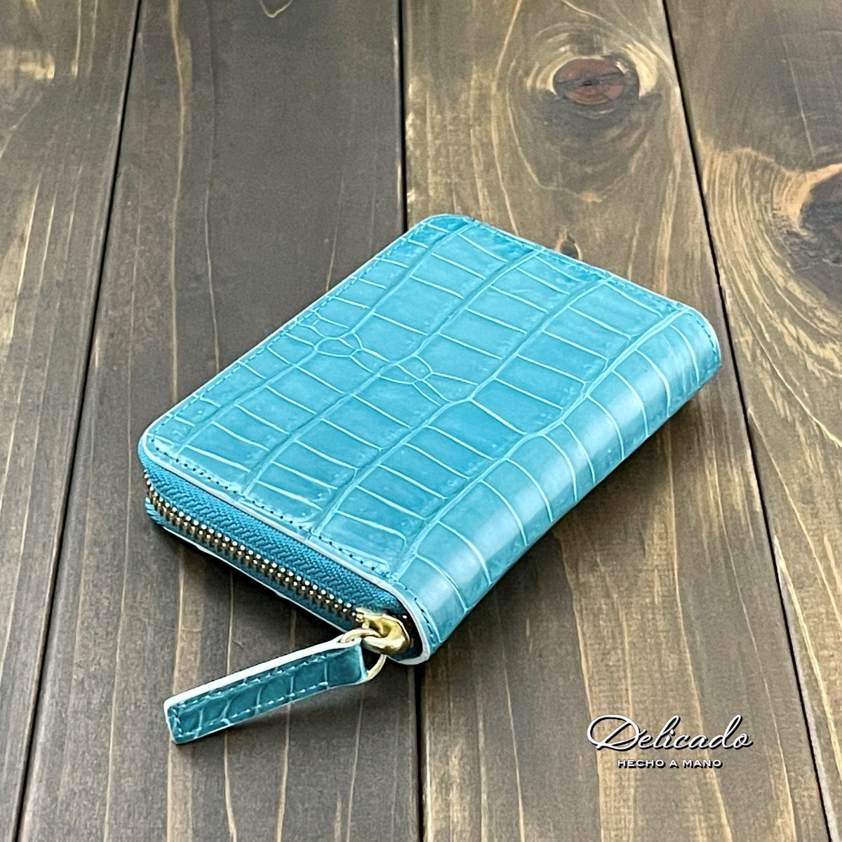シャイニング クロコダイル 財布 ミント ブルー