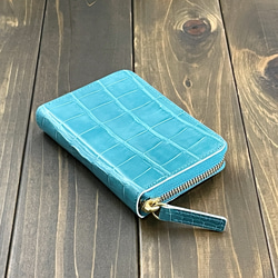シャイニング クロコダイル 財布 ミント ブルー 3枚目の画像
