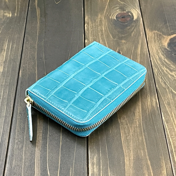 シャイニング クロコダイル 財布 ミント ブルー 4枚目の画像