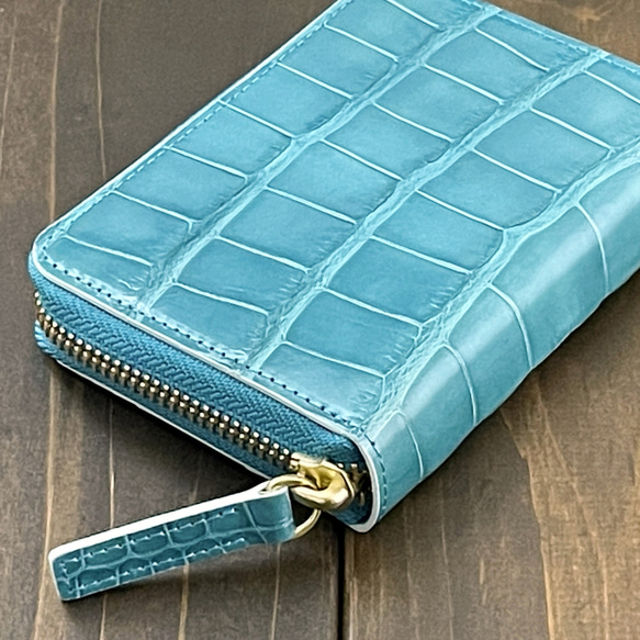 シャイニング クロコダイル 財布 ミント ブルー 7枚目の画像