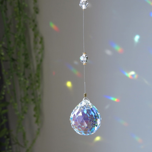 スワロフスキー サンキャッチャー✴︎色見本☆ピンク ブルー パープル オーロラ リニューアル☆5連☆オーロラに輝く クリスタルサンキャッチャー