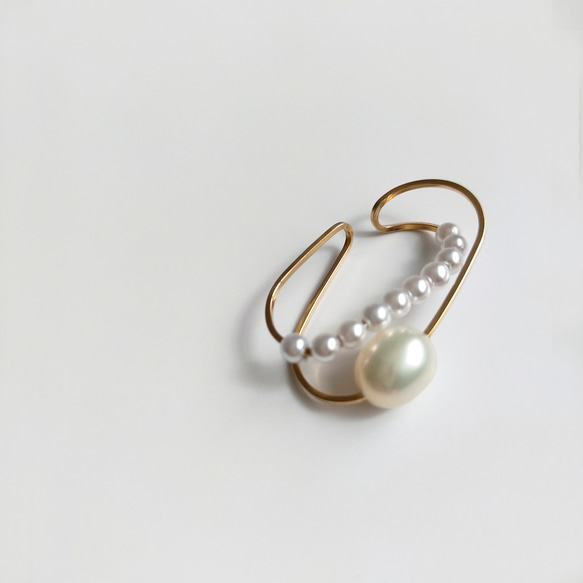 Elegant淡水真珠 一粒で上品に華やぐ耳元/K14gf イヤーカフ 1枚目の画像