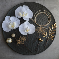 胡蝶蘭と和玉の髪飾り/ホワイトゴールド　 5枚目の画像