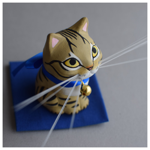 猫ヒゲスタンド（お座り猫・キジトラ）【受注制作】ご注文前には必ず