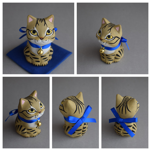 猫ヒゲスタンド（お座り猫・キジトラ）【受注制作】ご注文前には必ず