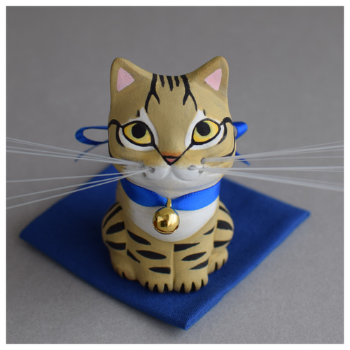 猫ヒゲスタンド（お座り猫・キジトラ）【受注制作】ご注文前には必ず 