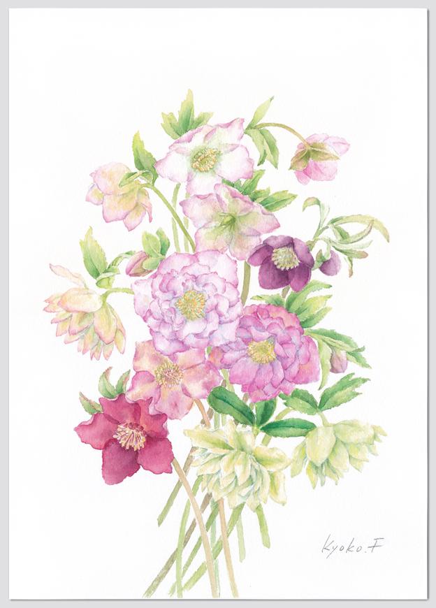 画家haru☆油彩画☆クリスマスローズ☆特寸450×350ミリ★肉筆画☆ 画家haru☆油彩画☆クリスマスローズ☆特寸450×350ミリ☆肉筆画☆