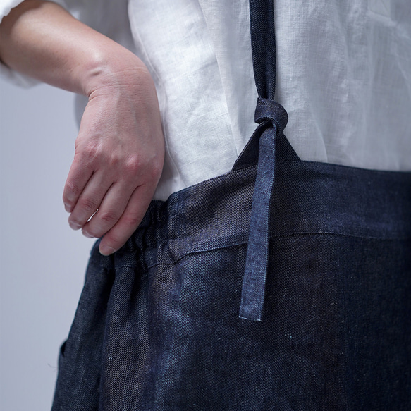 [wafu] Atsushi Okayama Linen Denim Tablier 工作圍裙 Dark Indigo a037 第9張的照片