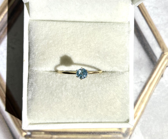 k14gf ブルージルコン 一粒リング 4mm 11号 指輪・リング sango