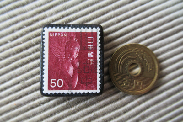 アップサイクル　日本　昭和切手ブローチ7095 3枚目の画像